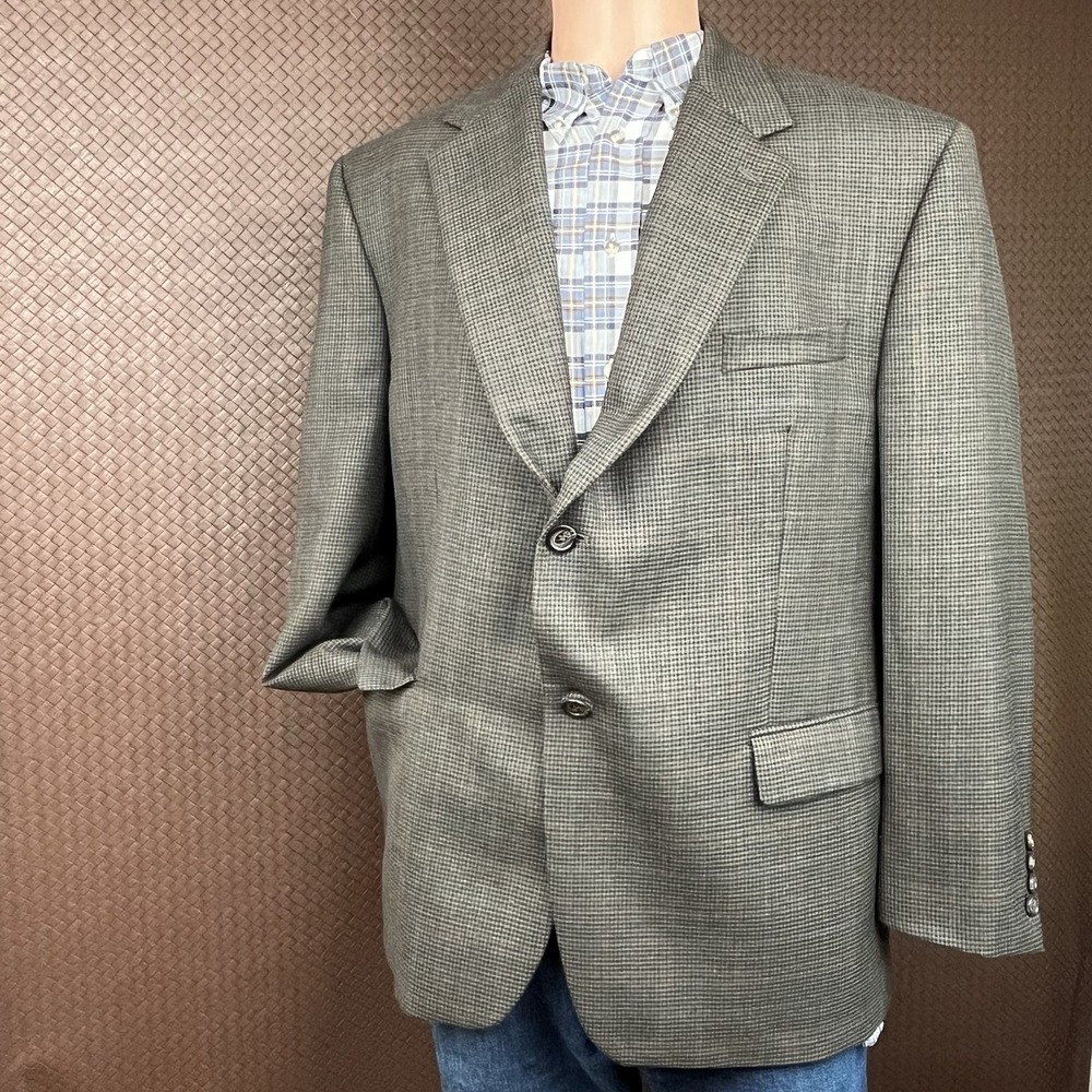 Vintage Polo Ralph Lauren Blazer Mens 44S Brown Houndstooth 100% Wool